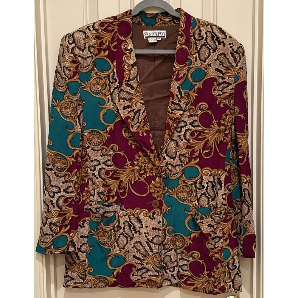 Vintage 80s/90s SK & Company 100% Silk Blazer Blouse Women's Size 14